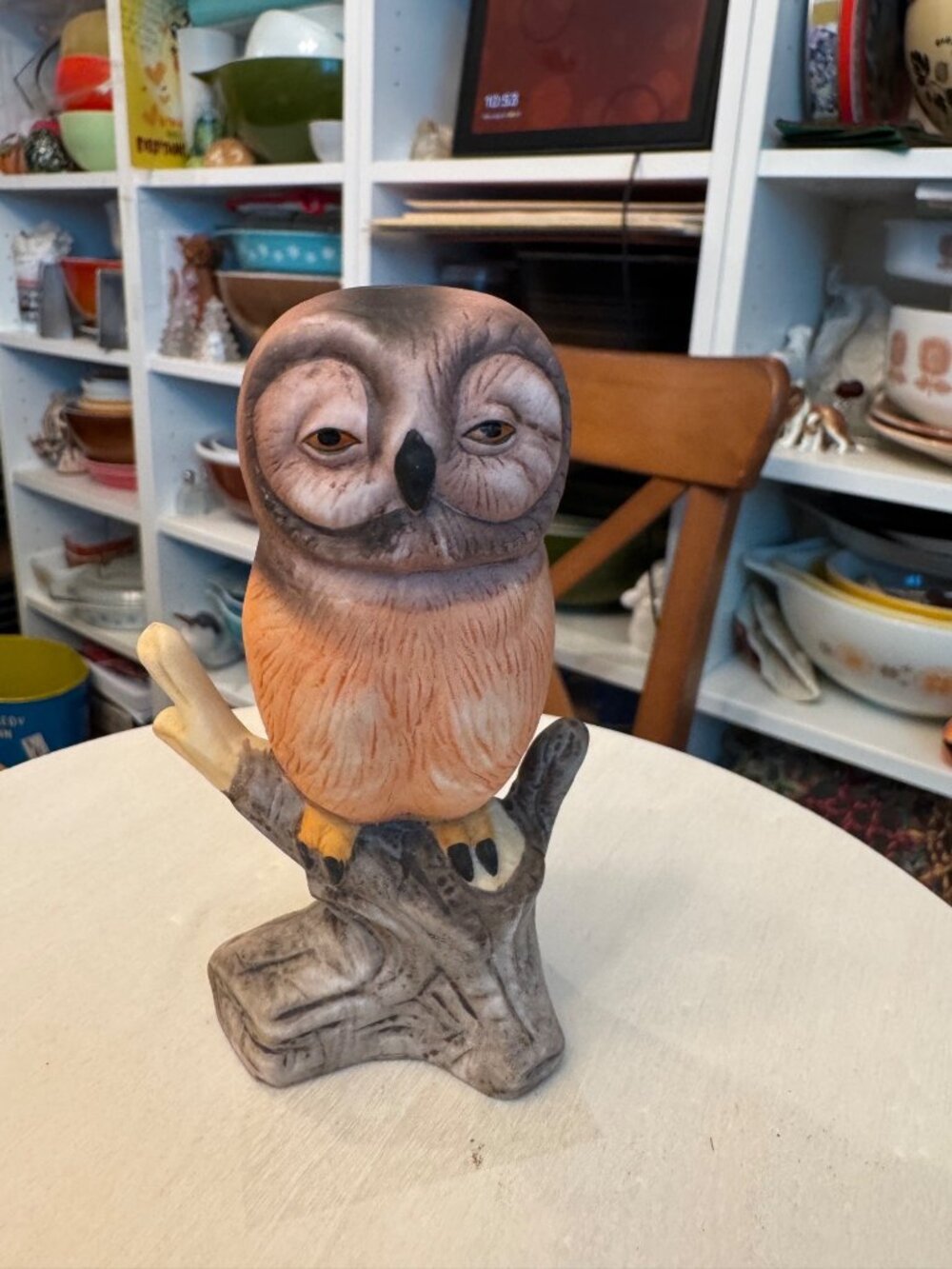 vintage Andrea by Sadek bisque porcelain owl, model #6350
